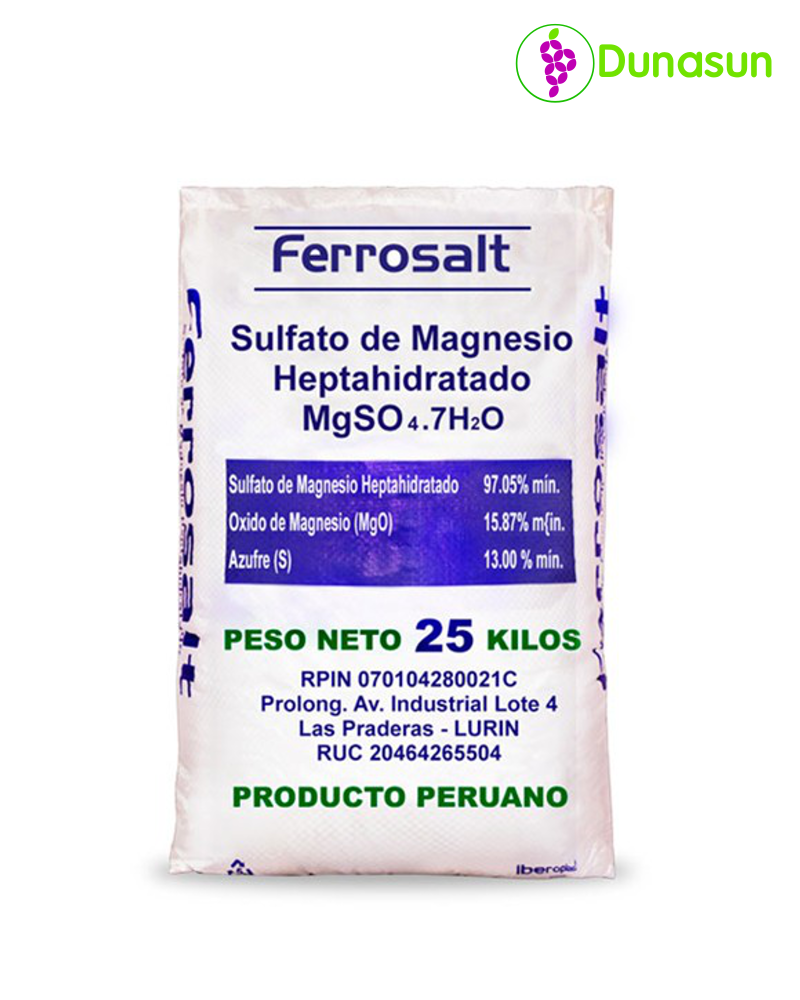 SULFATO DE MAGNESIO HEPTAHIDRATADO (oxido de magnesio(MgO) 15.87% azufre (S)13%)