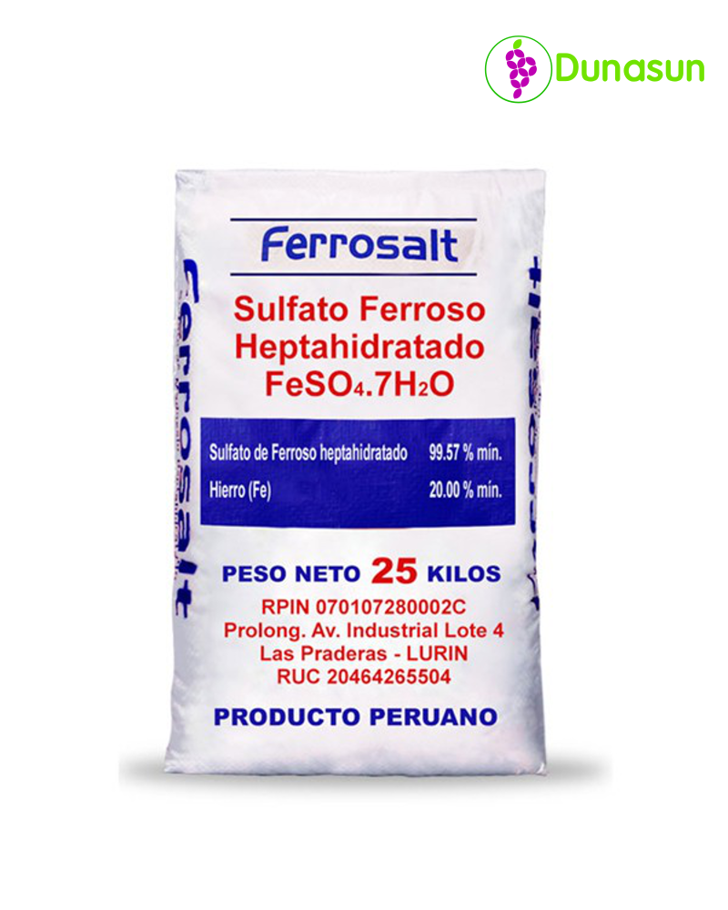 SULFATO FERROSO HEPTAHIDRATADO (hierro(Fe) 20%) – DUNASUN S.A.C